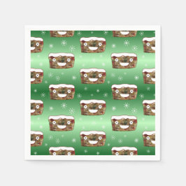 クリスマスおもしろいのフルーツケーキパターングリーン スタンダードカクテルナプキン