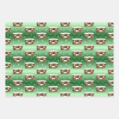 クリスマスおもしろいのフルーツケーキパターングリーン ラッピングペーパーシート (正面2)