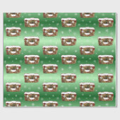 クリスマスおもしろいのフルーツケーキパターングリーン ラッピングペーパー (フラット)