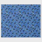 クリスマスおもしろいのライトアップに絡まる猫 ラッピングペーパー (フラット)