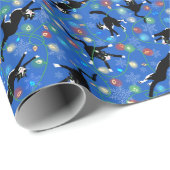 クリスマスおもしろいのライトアップに絡まる猫 ラッピングペーパー (ロールコーナー)