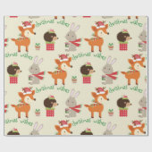 クリスマスおもしろいの休日の動物の子供 ラッピングペーパー (フラット)