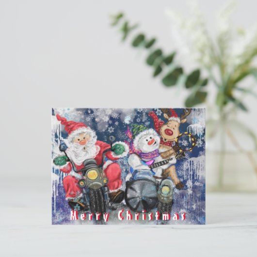 クリスマスおもしろいの友だちとクリスマスカード ポストカード (スタンド正面)