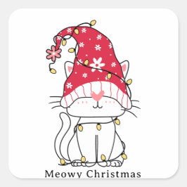 クリスマスおもしろいの可愛い猫 スクエアシール
