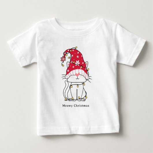 クリスマスおもしろいの可愛い猫 ベビーTシャツ (正面)