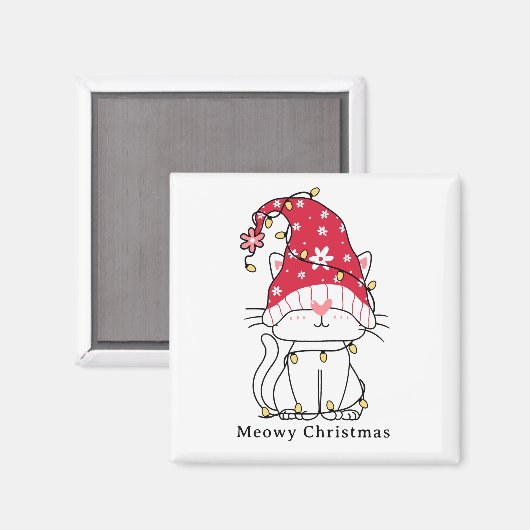 クリスマスおもしろいの可愛い猫 マグネット (正面/裏面)