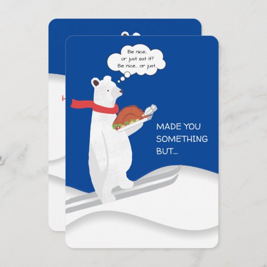 クリスマスおもしろいの台所から来たシロクマ シーズンカード (正面/裏面)