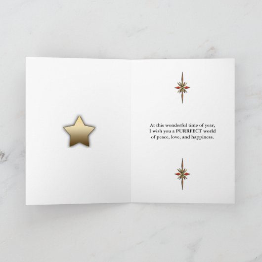 クリスマスおもしろいの帽子をかぶった猫 シーズンカード (内部)