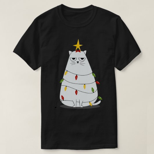 クリスマスおもしろいの日のクリスマス猫 Tシャツ (デザイン正面)