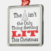 クリスマスおもしろいの木が燃え上がるのは、ただ照らされているだけではない メタルオーナメント (左)