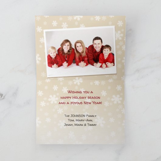 クリスマスおもしろいの木つるから猫の写真 シーズンカード (内部)