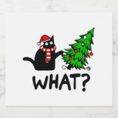 クリスマスおもしろいの木でペットを愛する黒猫 ビールラベル (シングルラベル)