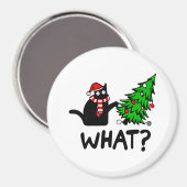 クリスマスおもしろいの木でペットを愛する黒猫 マグネット (正面/裏面)