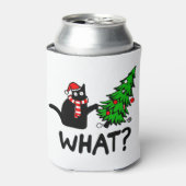 クリスマスおもしろいの木でペットを愛する黒猫 缶クーラー (缶正面)