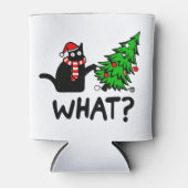 クリスマスおもしろいの木でペットを愛する黒猫 缶クーラー (正面)