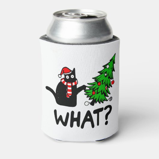 クリスマスおもしろいの木でペットを愛する黒猫 缶クーラー (缶裏面)