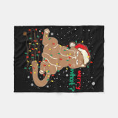クリスマスおもしろいの木に絡まった猫 フリースブランケット (正面(横))