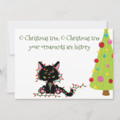 クリスマスおもしろいの木の上で不機嫌な猫 シーズンカード (正面)