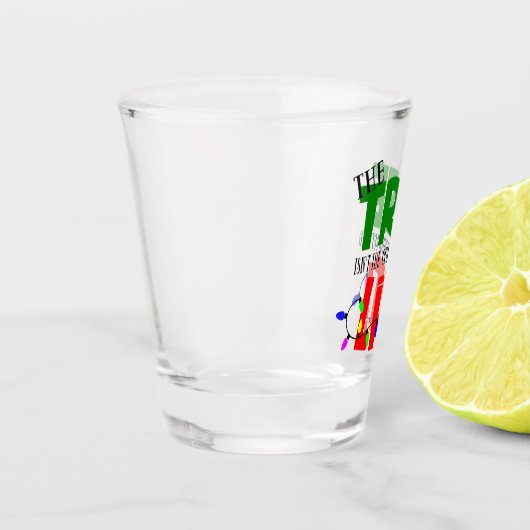 クリスマスおもしろいの木の休日の言葉 ショットグラス (左)