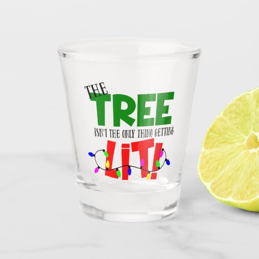 クリスマスおもしろいの木の休日の言葉 ショットグラス (正面)