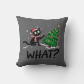 クリスマスおもしろいの木の猫を押している黒猫は何だ？ クッション (正面)
