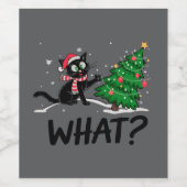 クリスマスおもしろいの木の猫を押している黒猫は何だ？ ワインラベル (シングルラベル)