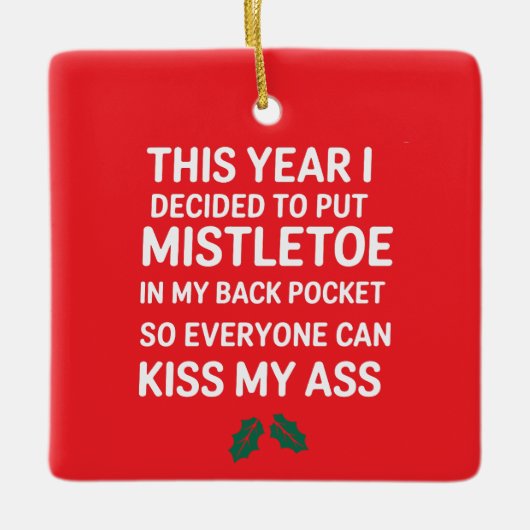 クリスマスおもしろいの木笑わされるの不作法 セラミックオーナメント (正面)