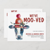 クリスマスおもしろいの牛のモー休日を移動している 案内ポストカード (正面/裏面)