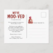 クリスマスおもしろいの牛のモー休日を移動している 案内ポストカード (裏面)