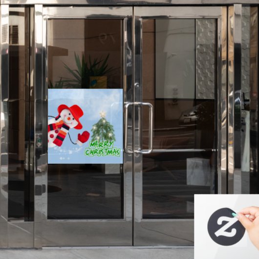 クリスマスおもしろいの笑顔の雪だるまウィンドウの愛着 ウィンドウサイン (オフィスドア)