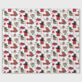 クリスマスおもしろいの箱に入った猫の白い赤い緑 ラッピングペーパー (フラット)