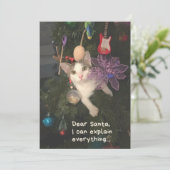 クリスマスおもしろいの説明ができるキャットサンタ シーズンカード (スタンド正面)