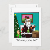 クリスマスおもしろいはがきCuz Your Fat Santa シーズンポストカード (正面/裏面)