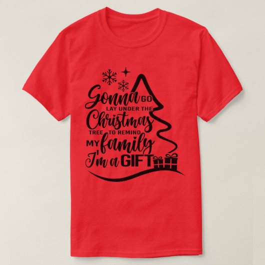 クリスマスおもしろいは木の下に横たわって木の下に行く Tシャツ (デザイン正面)