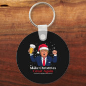 クリスマスおもしろいを作り直すクリスマス素晴らし切り株 キーホルダー (正面)