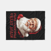 クリスマスおもしろいをAにするクリスマストランプサンタ素晴らしー フリースブランケット (正面(横))