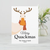 クリスマスおもしろいアヒルは鹿の〔雄ジカの〕枝角 シーズンカード (スタンド正面)