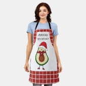 クリスマスおもしろいアボカドの贈り物 エプロン (着用した状態)