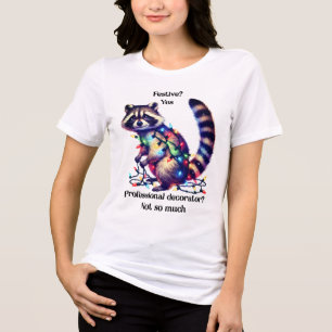 クリスマスおもしろいアライグマのティー トライブレンドTシャツ