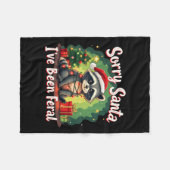 クリスマスおもしろいアライグマミームごめんねサンタ私は フリースブランケット (正面(横))