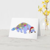 クリスマスおもしろいア風変わりサイケデリックイ動物 カード (黄色い花)