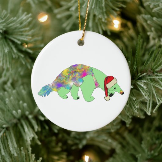 クリスマスおもしろいア風変わりサイケデリックイ動物 セラミックオーナメント (ツリー)