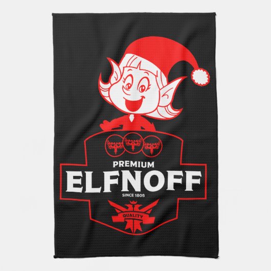 クリスマスおもしろいウォッカ キッチンタオル (縦)