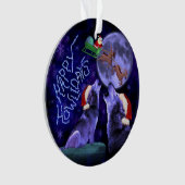 クリスマスおもしろいウルフプンハッピーハウリデイズユーモア オーナメント (正面)