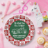 クリスマスおもしろいオートバイスノーフレークホリデーファミリー ペーパープレート (パーティー)