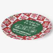 クリスマスおもしろいオートバイスノーフレークホリデーファミリー ペーパープレート (アングル)