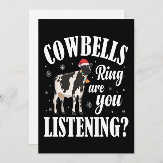 クリスマスおもしろいカウベルリングや輪カウ恋人クリスマスギフト シーズンカード (正面/裏面)