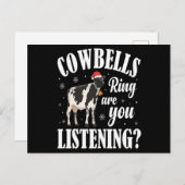 クリスマスおもしろいカウベルリングや輪カウ恋人クリスマスギフト ポストカード (正面/裏面)