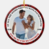 クリスマスおもしろいカップル写真バッファローフレーム セラミックオーナメント (裏面)