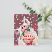 クリスマスおもしろいカード紳士豚バラ ポストカード (スタンド正面)